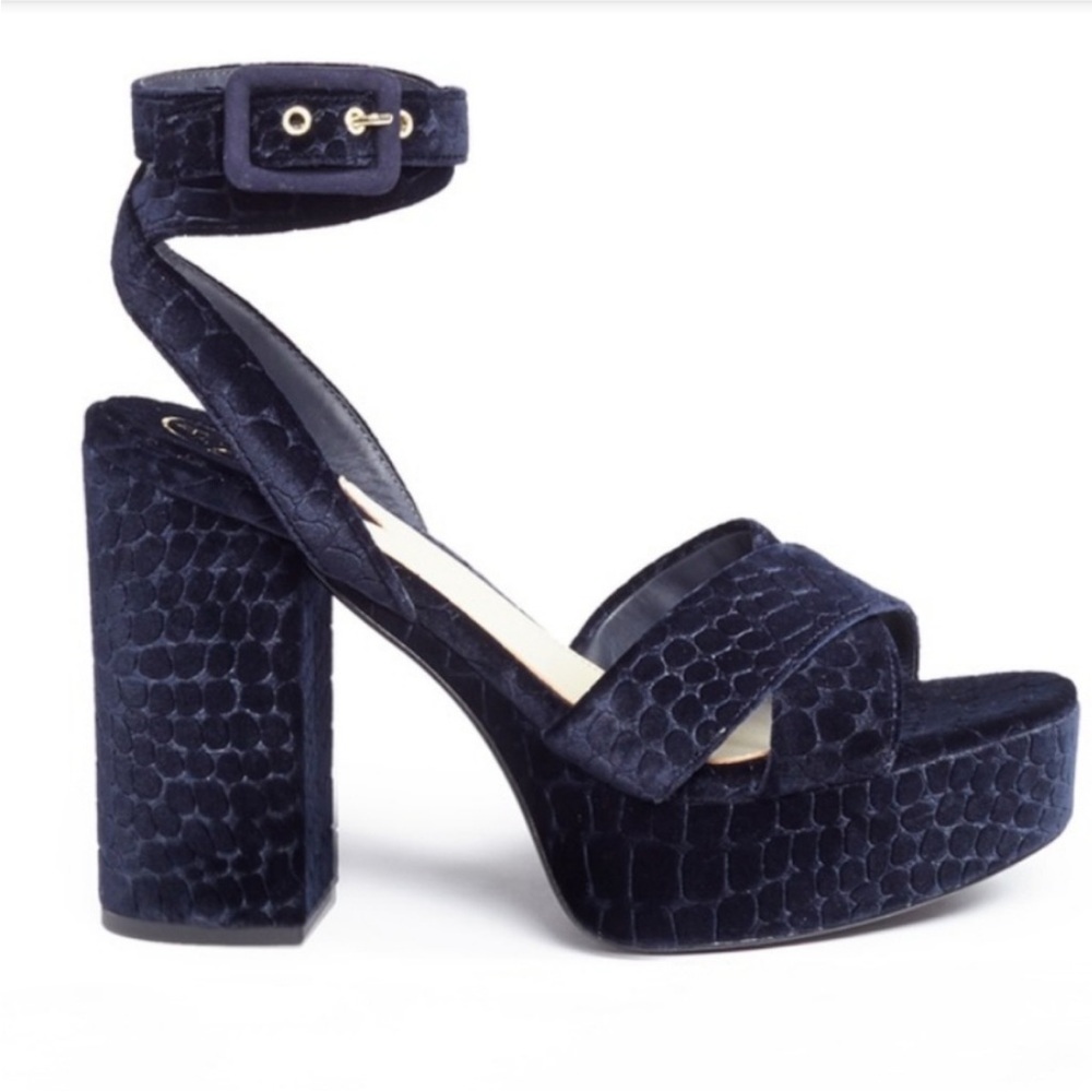 Ash Velvet Platform Chunky Heels